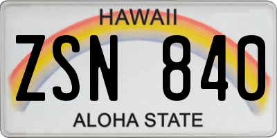 HI license plate ZSN840