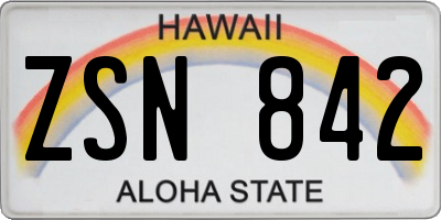 HI license plate ZSN842