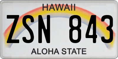 HI license plate ZSN843