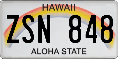 HI license plate ZSN848