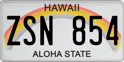 HI license plate ZSN854