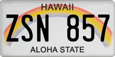 HI license plate ZSN857