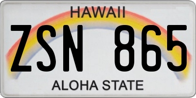 HI license plate ZSN865