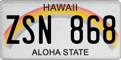 HI license plate ZSN868