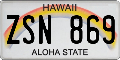 HI license plate ZSN869