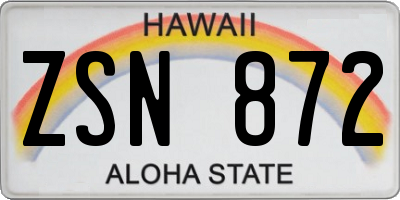 HI license plate ZSN872