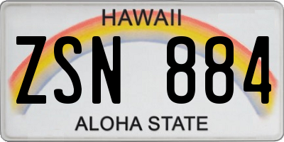 HI license plate ZSN884