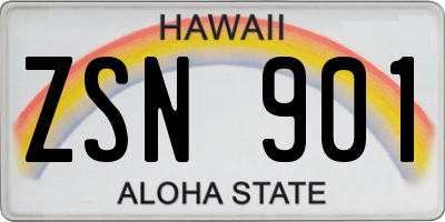 HI license plate ZSN901