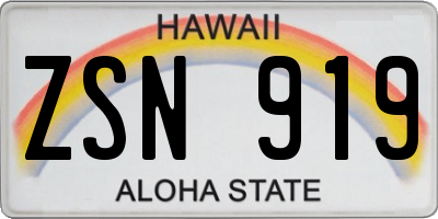 HI license plate ZSN919