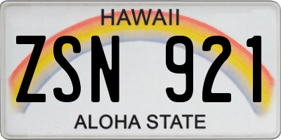 HI license plate ZSN921