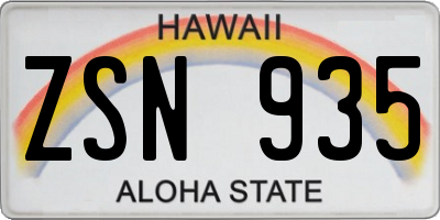 HI license plate ZSN935
