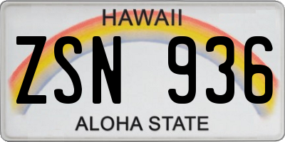 HI license plate ZSN936