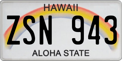 HI license plate ZSN943