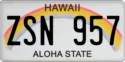 HI license plate ZSN957