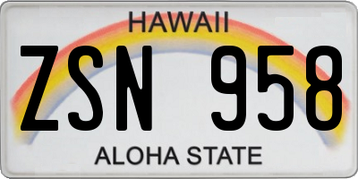 HI license plate ZSN958