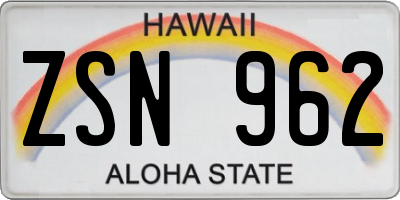 HI license plate ZSN962