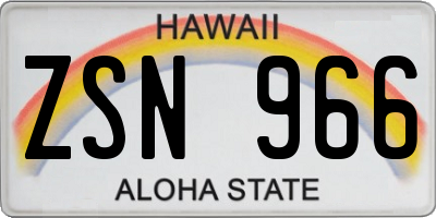 HI license plate ZSN966