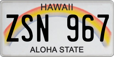 HI license plate ZSN967
