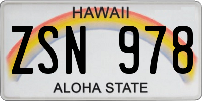 HI license plate ZSN978