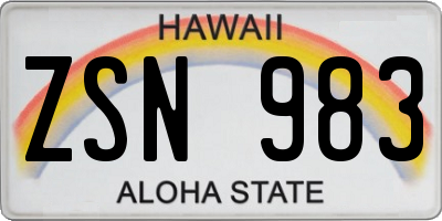 HI license plate ZSN983