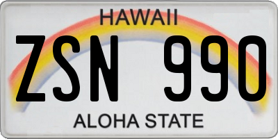 HI license plate ZSN990