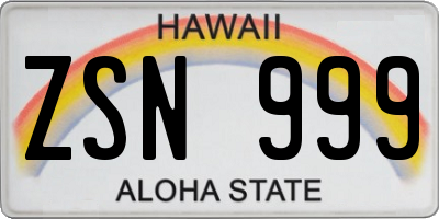 HI license plate ZSN999