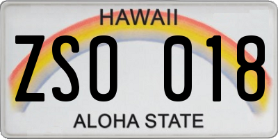 HI license plate ZSO018