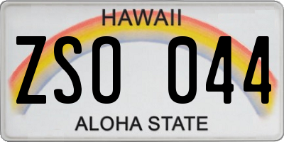 HI license plate ZSO044
