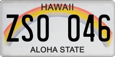 HI license plate ZSO046