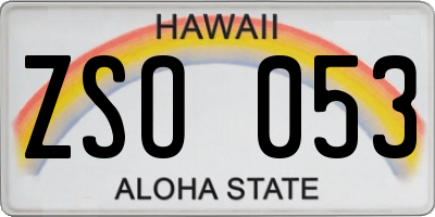HI license plate ZSO053