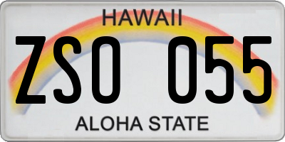 HI license plate ZSO055