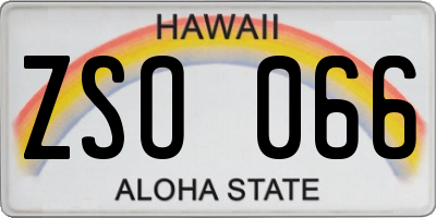 HI license plate ZSO066