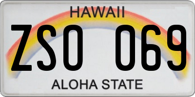 HI license plate ZSO069