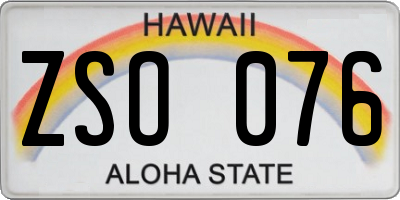 HI license plate ZSO076