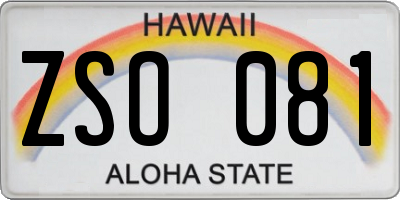 HI license plate ZSO081