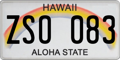 HI license plate ZSO083