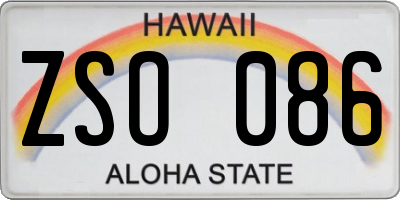 HI license plate ZSO086