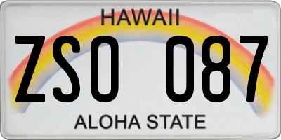 HI license plate ZSO087