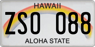 HI license plate ZSO088