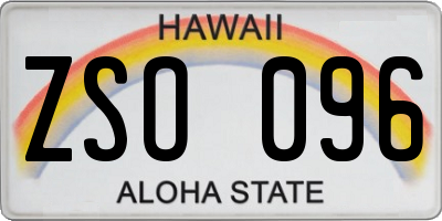 HI license plate ZSO096