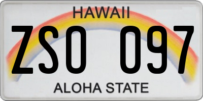 HI license plate ZSO097