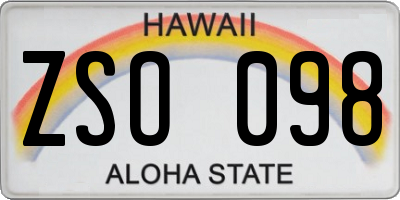 HI license plate ZSO098