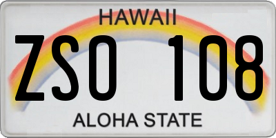 HI license plate ZSO108