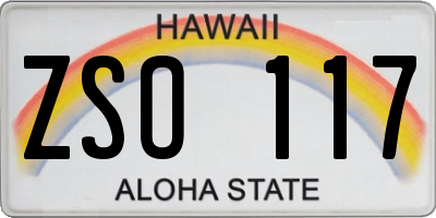 HI license plate ZSO117