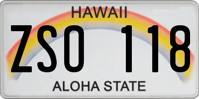 HI license plate ZSO118