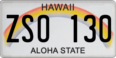 HI license plate ZSO130