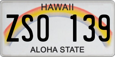 HI license plate ZSO139