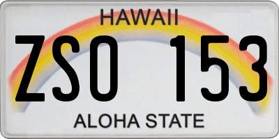 HI license plate ZSO153