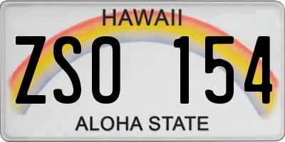 HI license plate ZSO154