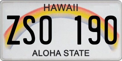 HI license plate ZSO190